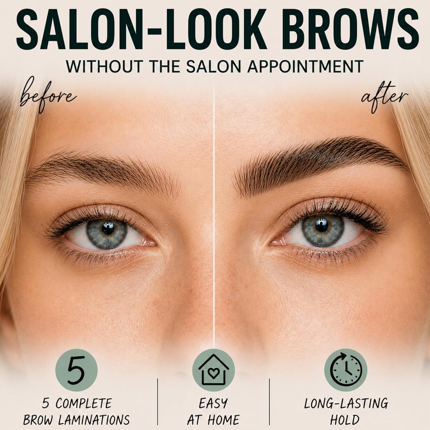 Before and after brow lamination result