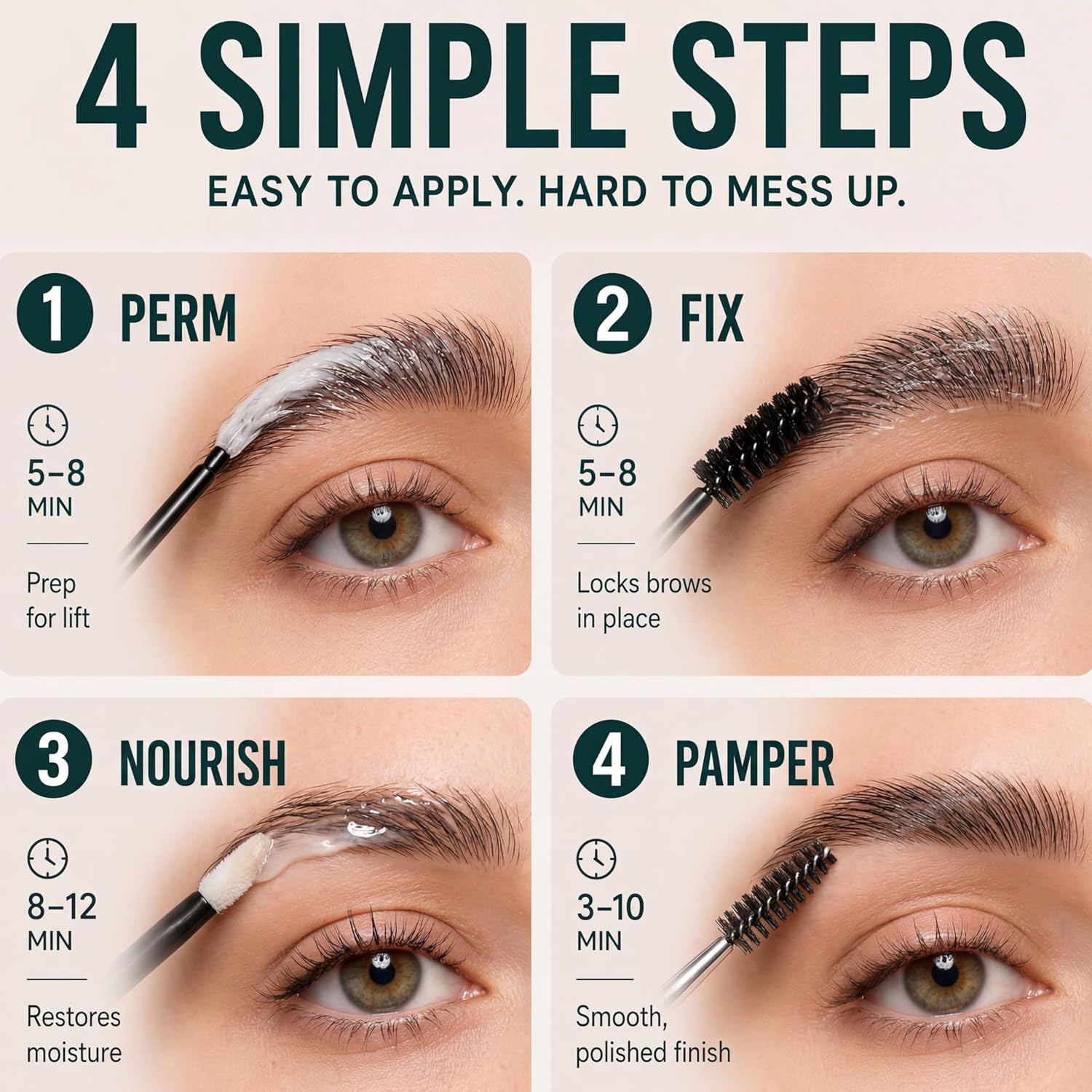 The first four brow lamination steps